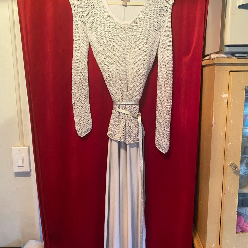 Jjill Grey Dress w/sweater & wrap belt